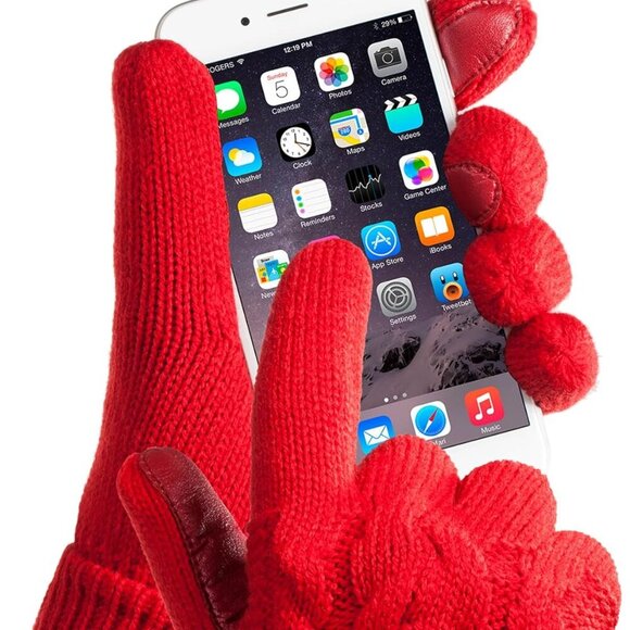 womens Cable Knit Gloves With Touchscreen Palm Patches - Picture 3 of 5